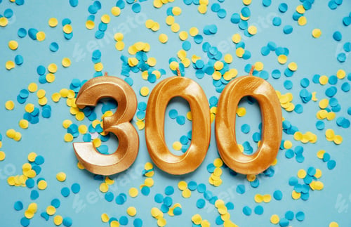 Preview: 300 three hundred followers card. Template for social networks, blogs.