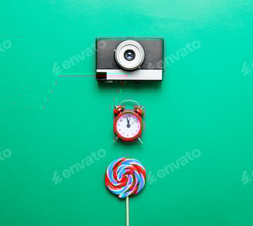 Preview: lollipop, alarm clock and camera