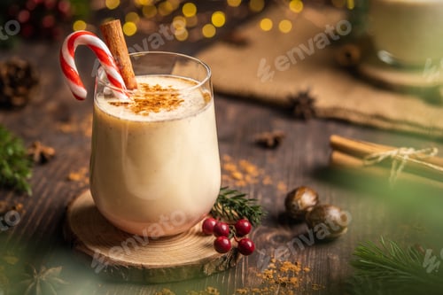 Preview: Eggnog with spicy cinnamon.Christmas and winter holidays
