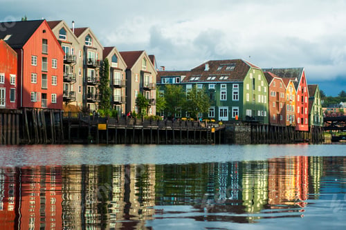 Preview: Morning Light over Trondheim Waterfront Norway