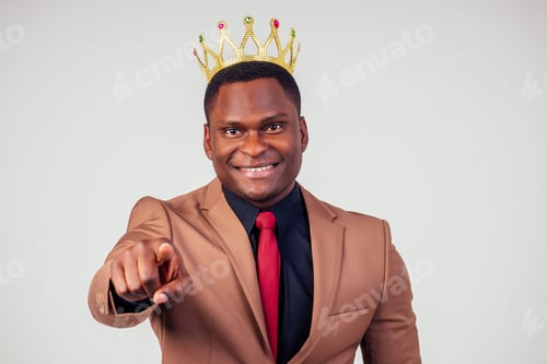 Preview: smart african american successful and rich businessman in a stylish suit and the golden