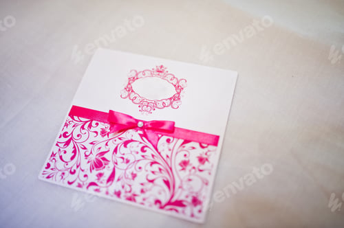 Preview: Vintage pink and white wedding card