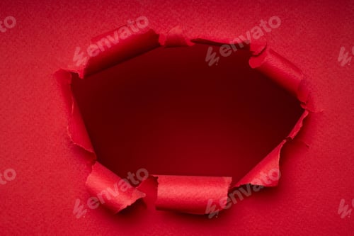 Preview: Red torn paper hole, bold banner background with copy space