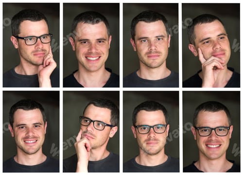 Preview: Man's Portrait Collage with Varying Expressions