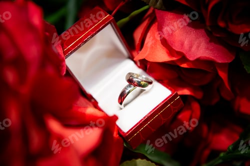 Preview: Wedding ring in a red jewelry box