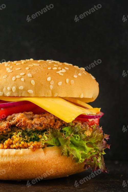 Preview: Burger Or Hamburger, Cheeseburger (Roll, Cutlet, Meat, Lettuce, Tomato Sauce, Cheese And More) Menu