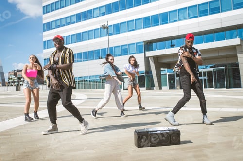 Preview: Group of hip hop dancers permorming their dance.