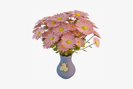 Preview: Pink daisy bouquet with white rose accent
