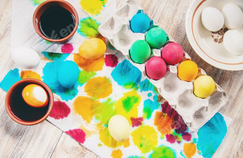 Preview: Easter photo. Happy easter. Eggs Selective focus.