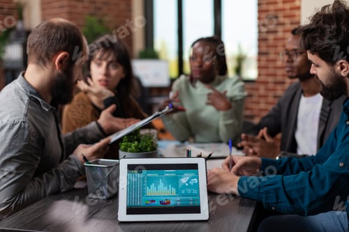 Preview: Tablet computer having company turnover on screen