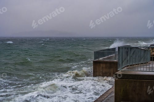 Preview: Stormy Waves Crash Against The Wall Of The West Seattle Shoreline.