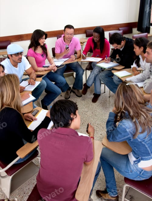 Preview: Group Of Students On The Classroom Studying