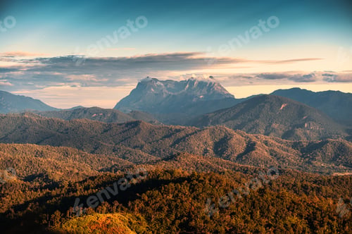 Preview: Scenery of Doi Luang Chiang Dao mountain in national park at the sunset from Den TV viewpoint