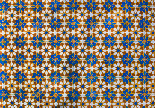 Preview: Portuguese azulejo tiles. Watercolor seamless pattern