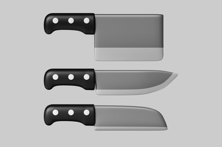 Preview: Kitchen Knife Set: Cleaver, Chef, Utility