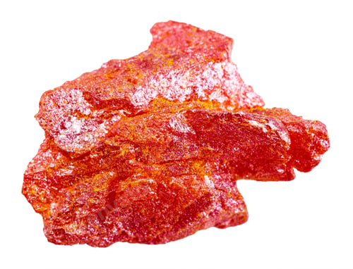 Preview: unpolished realgar mineral isolated on white