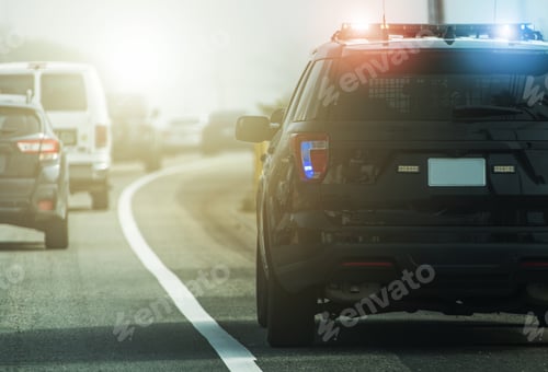 Preview: Highway Police Patrol Cruiser on Side of a Road