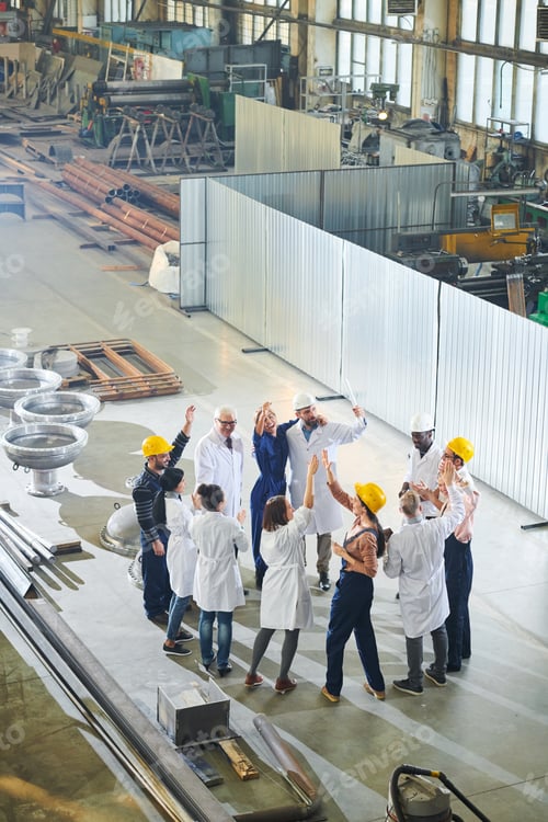Preview: Group of Factory Workers Celebrating