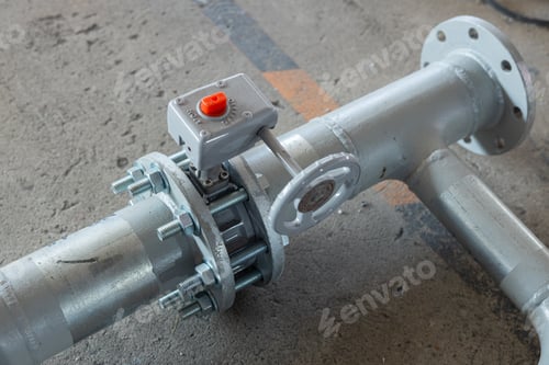 Preview: Industrial Pipe with Valve and Flanged Connection