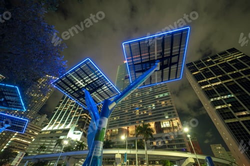 Preview: Urban street neon illumination with solar photovoltaic panels for power supply