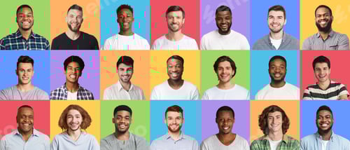 Preview: Cheerful Men Smiling, Colorful Background Portrait