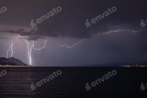 Preview: Stunning view of thunder rolling in over the shoreline of Split, Croatia