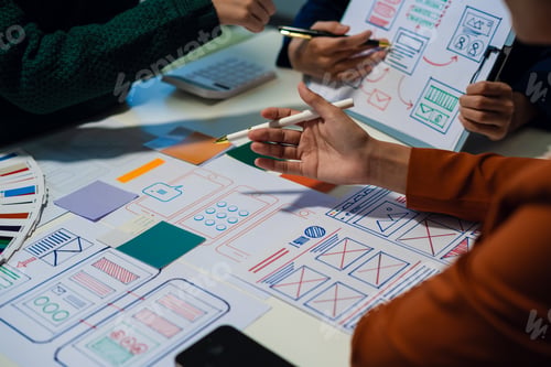 Preview: ui designer brainstorming about mobile app interface wireframe design
