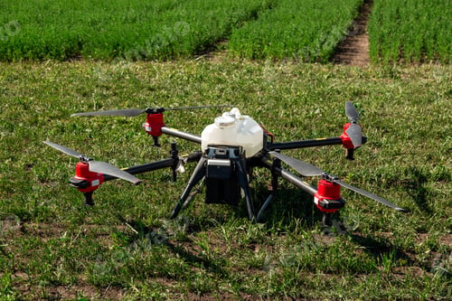 Preview: Agriculture drone fly to sprayed fertilizer on the fields. Industrial agriculture and smart farming