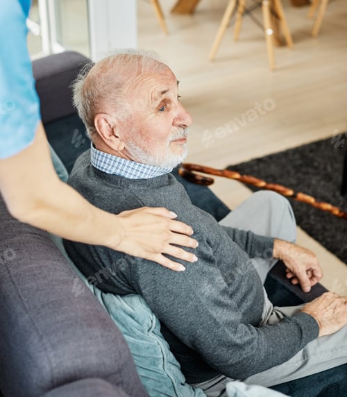 Preview: Senior Man Receiving Gentle Care at Home