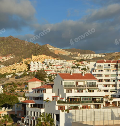 Preview: Beautiful view of Costa Adeje on a gloomy day in Tenerife, Canary Islands