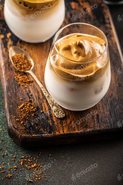 Preview: Dalgona coffee in glass cup