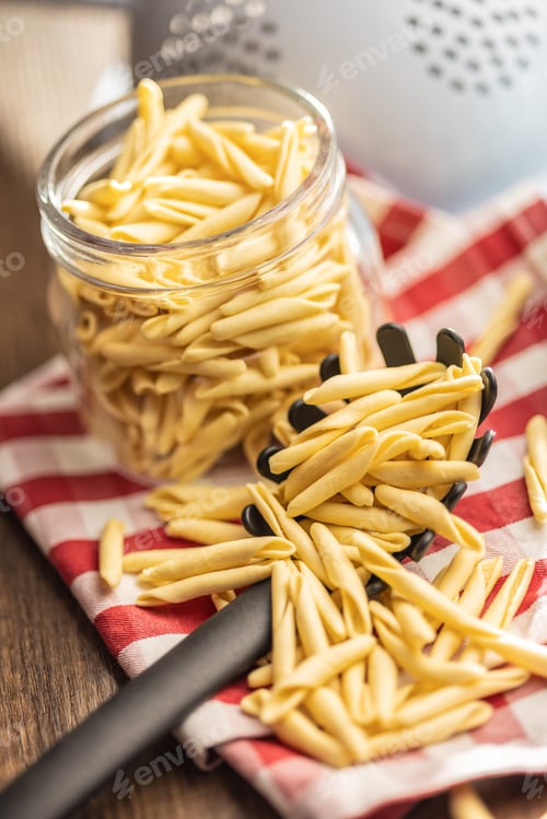 Preview: Fusilli pugliesi. Italian twisted pasta in spoon.