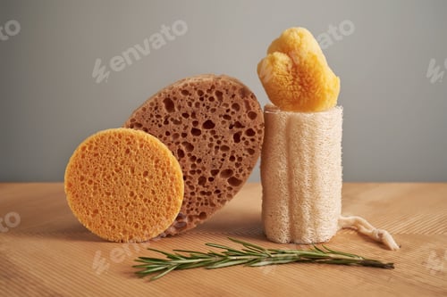 Preview: Composition of natural sponges and rosemary.