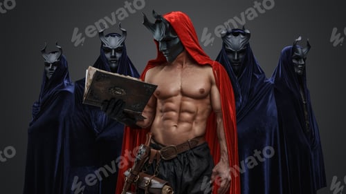 Preview: Five cultists with horned masks and dark robes