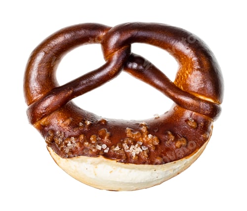Preview: top view of bretzel with salt crystals isolated