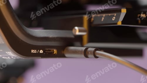 Preview: Connectors in the TV. Action.Various connectors for flash drives and chargers taken on camera close