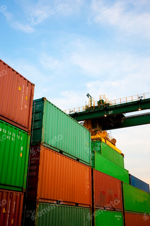 Preview: Cargo containers at dusk