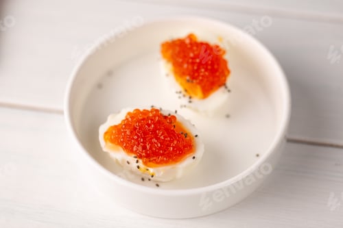 Preview: Boiled egg with red caviar