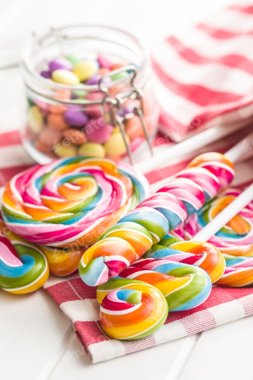 Preview: Various colorful lollipops.