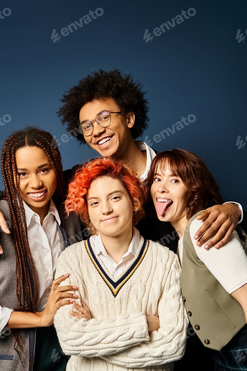 Preview: Diverse collective: young multicultural friends in stylish unity