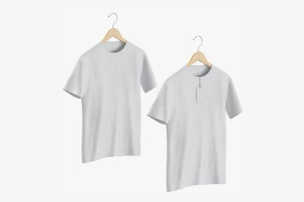 Preview: Plain White Crew Neck T-Shirts on Hangers