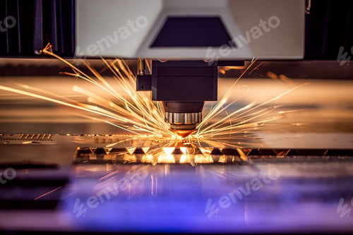Preview: CNC Laser cutting of metal, modern industrial technology.