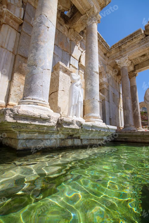 Preview: Burdur - Turkey, June 27, 2023, Antoninus Fountain of Sagalassos in Burdur, Turkey.