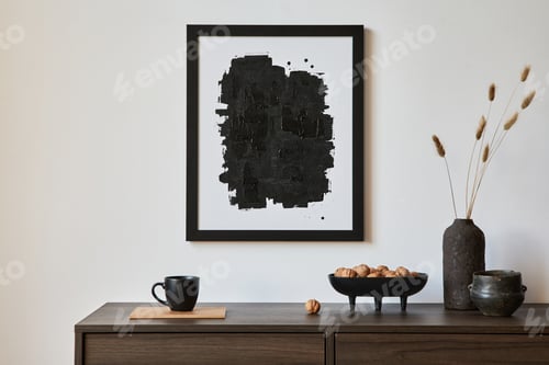 Preview: Minimalistic composition of creative living room interior