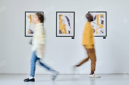 Preview: People visiting modern art gallery