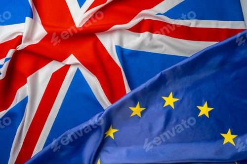 Preview: Flags of United Kingdom and European Union folded together