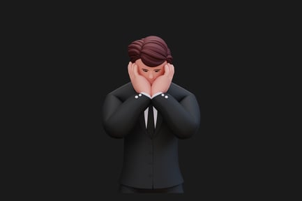 Preview: Man in suit with hands covering face