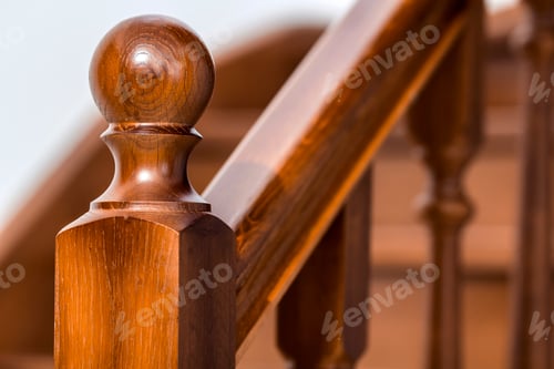 Preview: Close-up detail of brown wooden stairs