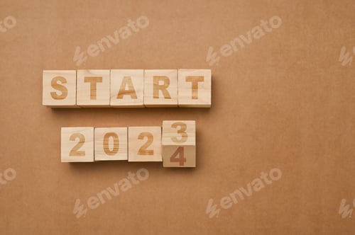 Preview: New start of the new year 2024. Goals, plan, opportunity challenge and visions concept