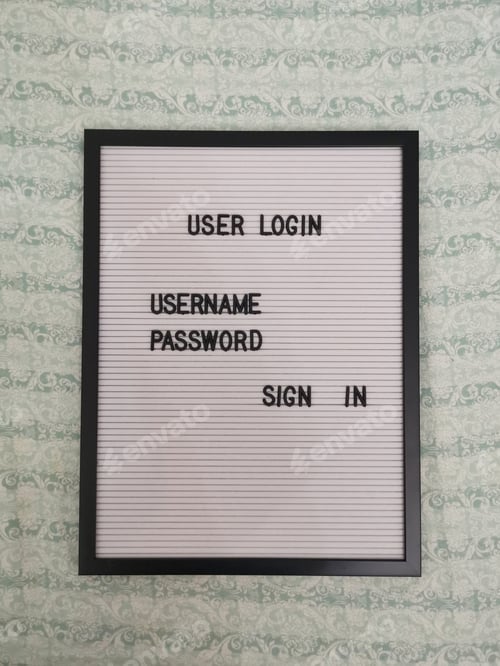 Preview: User login, username password, sign in little board